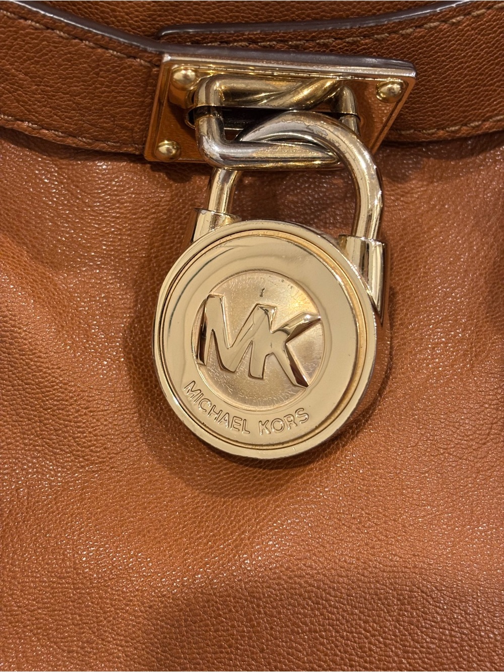 Michael Kors Vintage Hamilton Leather Tote - Luggage Brown/ Gold - Picture 6 of 7